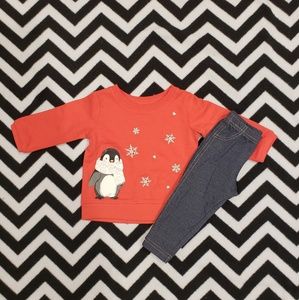 Carter's Infant girl Pengiun top & jeggings outfit